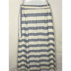 Prestige of Boston Maxi Skirt Blue Floral Side Tie Belt Zip Size S Vintage 1980s